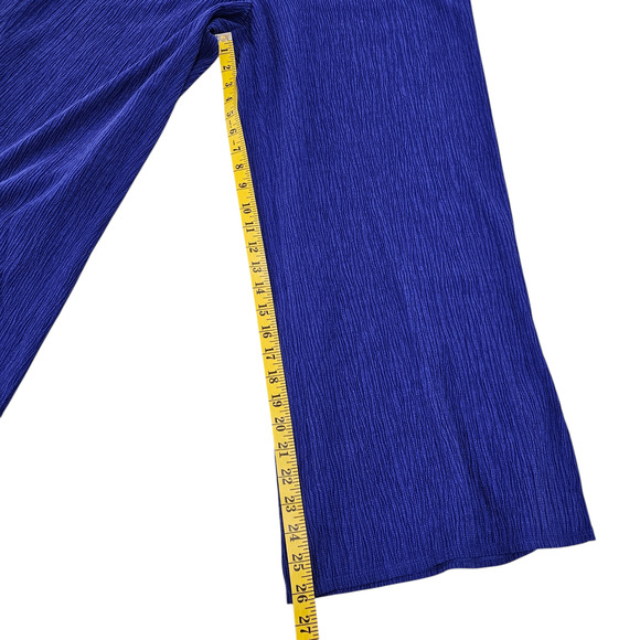 NWT Eileen Fisher Pants Women's Large Woven Plisse Wide Leg Purple Pull On Ankle - Picture 9 of 10